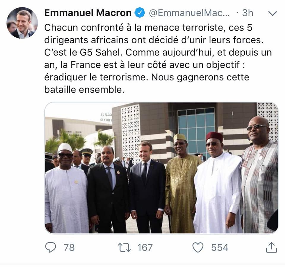 تغريدة الرئيس الفرنسي ماكرون