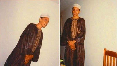  لأول مرة صور لأوباما “المسلم بالسر” تظهر في أميركا