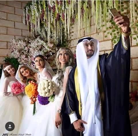 بالفيديو.. شاب كويتي يتزوج 4 حسناوات دفعة واحدة
